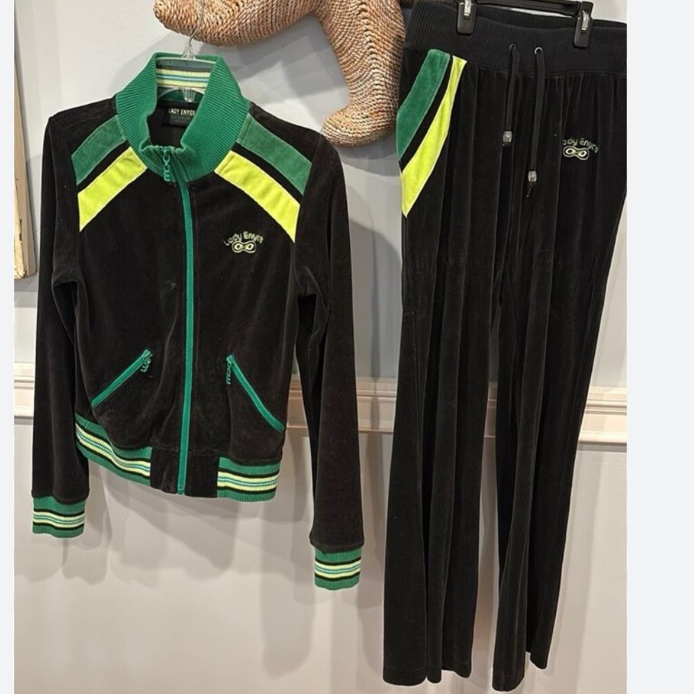 Enyce Black and Green Track Pants & Jacket Set